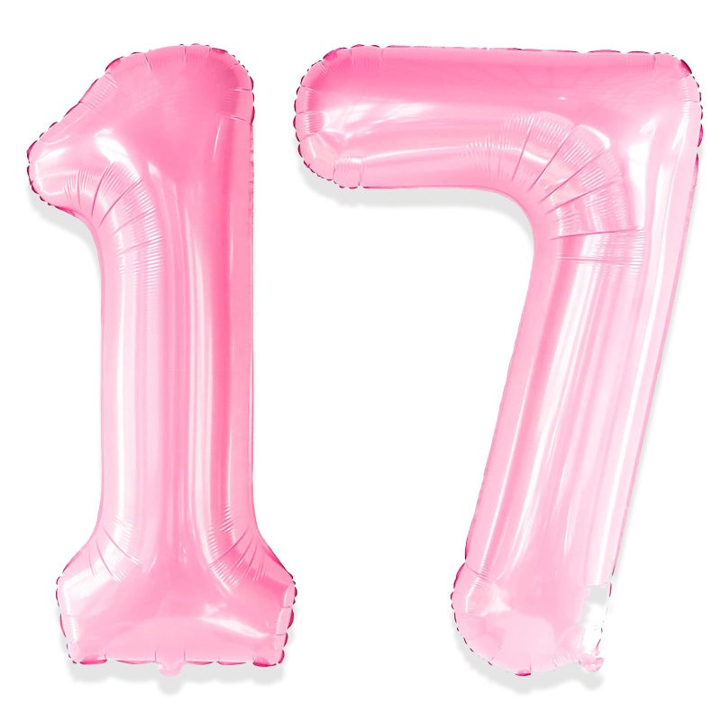 Yiran Sweet 17 Pink Balloons - 71 Pink Big Giant Jumbo Huge Foil Mylar Helium 17th & 71st Birthday Party Balloons for Girls & Women - Image 1