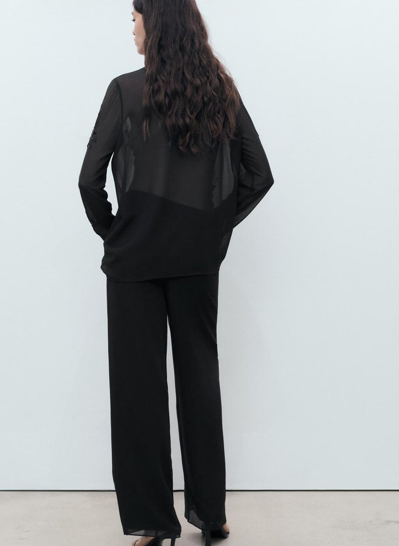 MANGO Embroidered Rhinestone Shirt  - Image 2