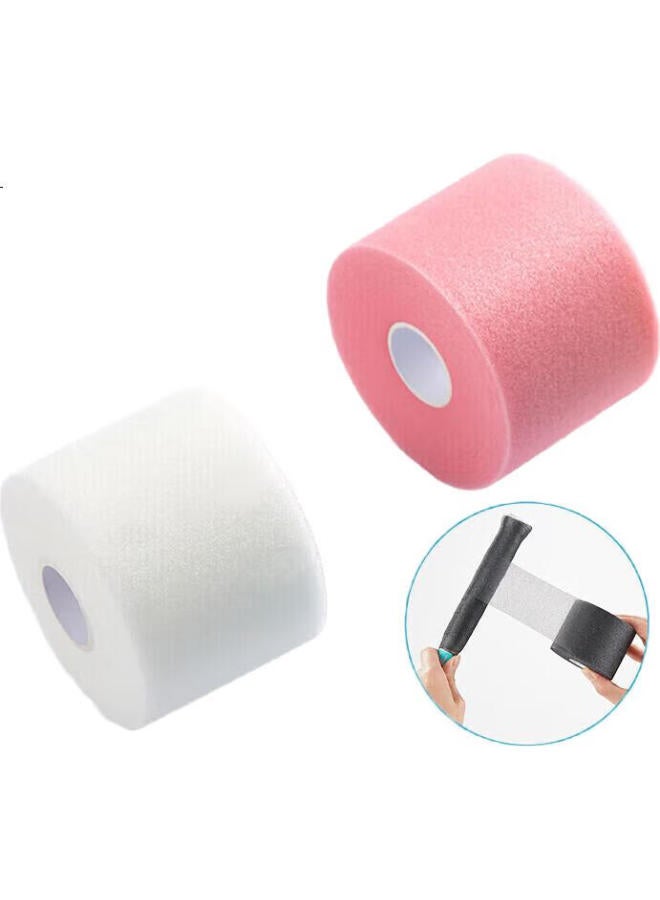 Taan Badminton Racket Handle Shock-Absorbing Film, Cushioning Film, Anti-Vibration Ac1520Plus White + Pink, Two Large Rolls - Image 2