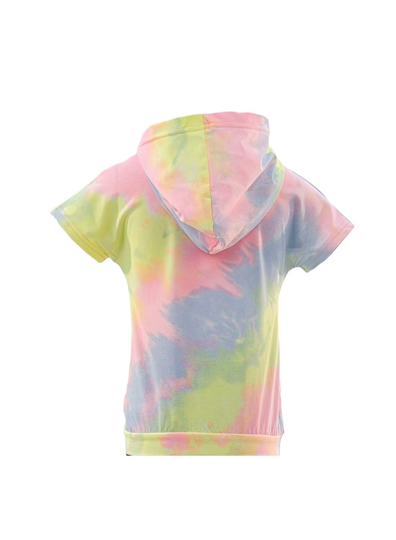 JOANNA JOANNA 23KY407B Girl's Toronto Never Underestimate Print Lowered Pocket Hoodie Short Sleeve T-Shirt - Yellow/Purple/Pink  - Image 3
