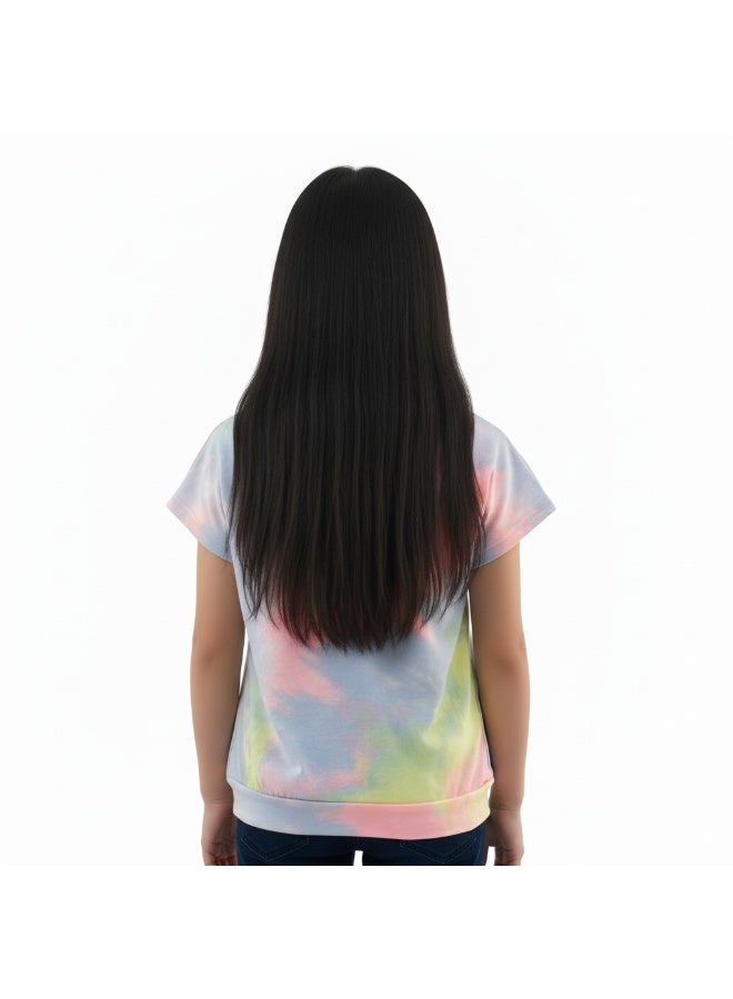 JOANNA 23KY407B Girl's Toronto Never Underestimate Print Lowered Pocket Hoodie Short Sleeve T-Shirt - Yellow/Purple/Pink - 3 Years - Image 3