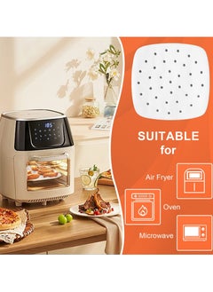 SANMUGEED 100PCS 8.5 inch Air Fryer disposable paper liner - Square Perforated parchment paper for Air Fryer, Premium Bamboo Steamer Liner for Air Fryers Baking Cooking Oven  - Image 4