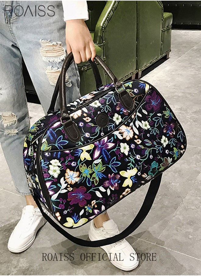 roaiss Floral Gym Bag Duffel Bag Printing Lightweight Waterproof Multipurpose Large Capacity Outdoor Luggage Handbag for Fitness Sports Swimming Travel  - Image 2