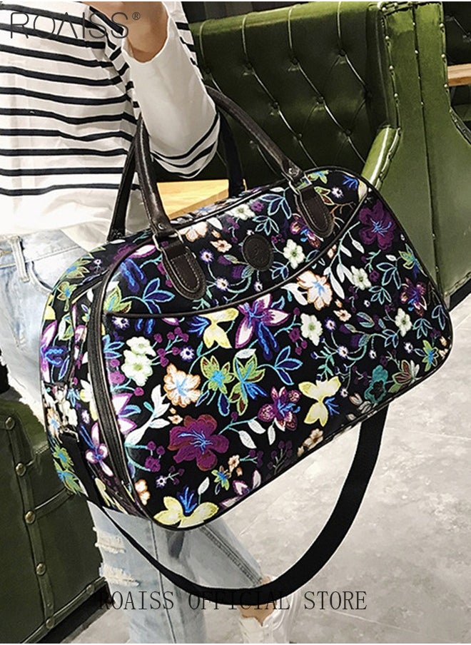 roaiss Floral Gym Bag Duffel Bag Printing Lightweight Waterproof Multipurpose Large Capacity Outdoor Luggage Handbag for Fitness Sports Swimming Travel  - Image 4