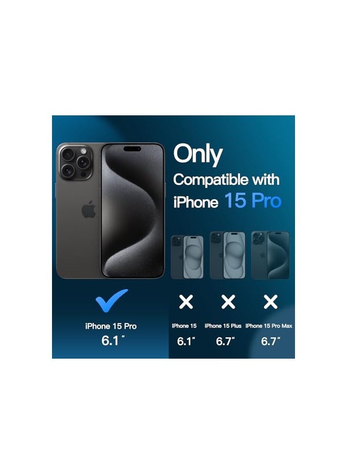 JETech 3 in 1 Magnetic Case for iPhone 15 Pro 6.1-Inch with 2 Pack Tempered Glass Screen Protectors, Compatible with MagSafe, Translucent Matte Back Shockproof Phone Cover (Black) - Image 2