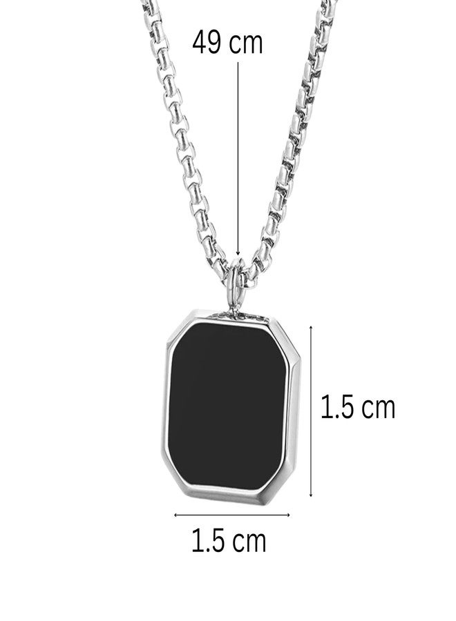 Divisha Stainless Steel Midnight Charisma Locket Neck Chain for Men | Stylish Pendant Necklace | Jewellery Accessories for Boys | Minimal Jewelry | Gifts for Boyfriend & Husband | Gift for Diwali, Christmas, Marriage, Birthday... - Image 2