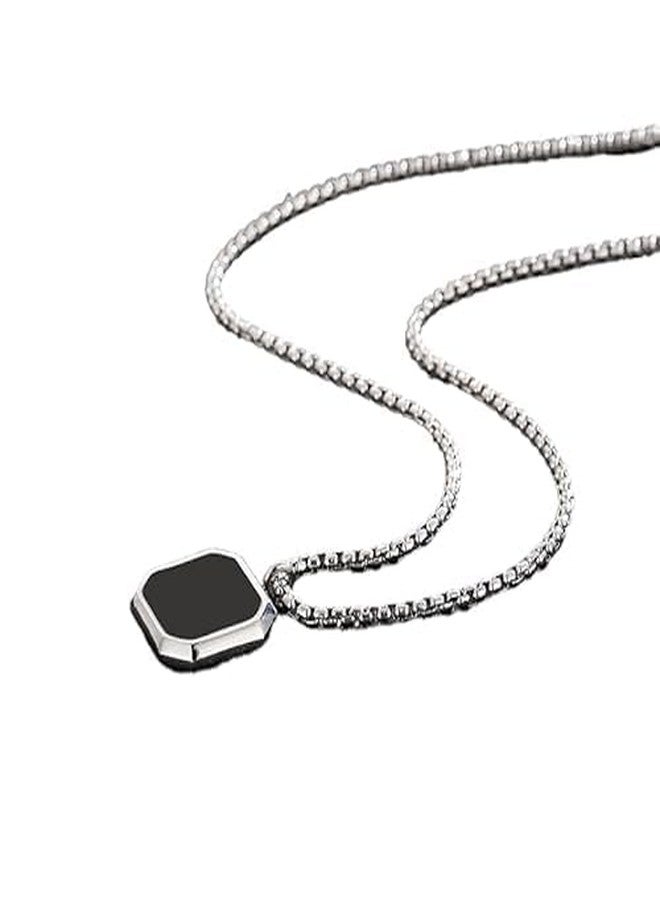 Divisha Stainless Steel Midnight Charisma Locket Neck Chain for Men | Stylish Pendant Necklace | Jewellery Accessories for Boys | Minimal Jewelry | Gifts for Boyfriend & Husband | Gift for Diwali, Christmas, Marriage, Birthday... - Image 1