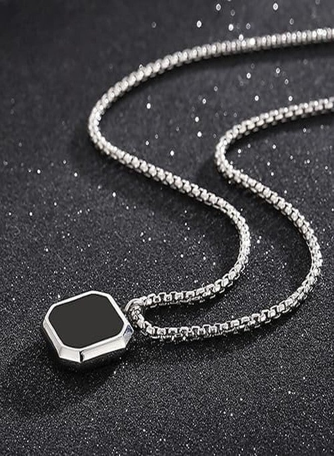 Divisha Stainless Steel Midnight Charisma Locket Neck Chain for Men | Stylish Pendant Necklace | Jewellery Accessories for Boys | Minimal Jewelry | Gifts for Boyfriend & Husband | Gift for Diwali, Christmas, Marriage, Birthday... - Image 3