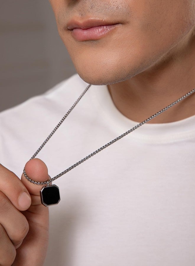 Divisha Stainless Steel Midnight Charisma Locket Neck Chain for Men | Stylish Pendant Necklace | Jewellery Accessories for Boys | Minimal Jewelry | Gifts for Boyfriend & Husband | Gift for Diwali, Christmas, Marriage, Birthday... - Image 5