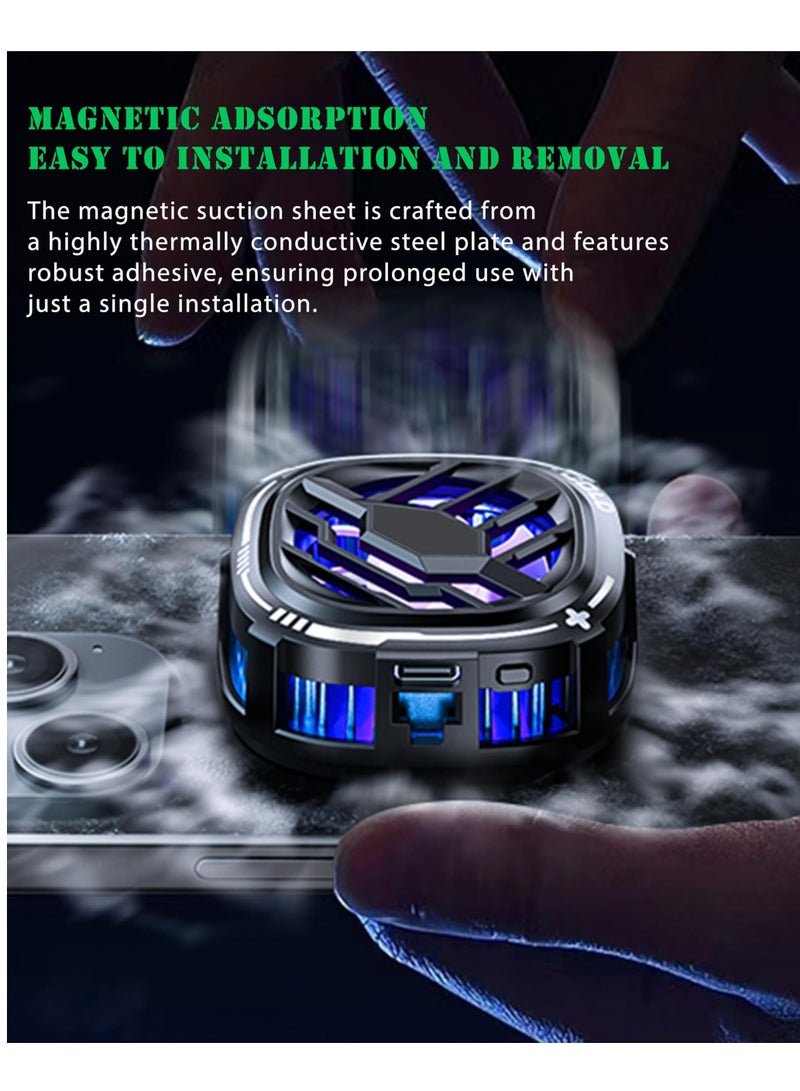 Magnetic Phone Cooler - Portable Lightweight RGB Mobile Phone Cooling Fan, Phone Radiator with Temperature Display for Mobile Gaming,Tiktok Live Streaming - Image 2