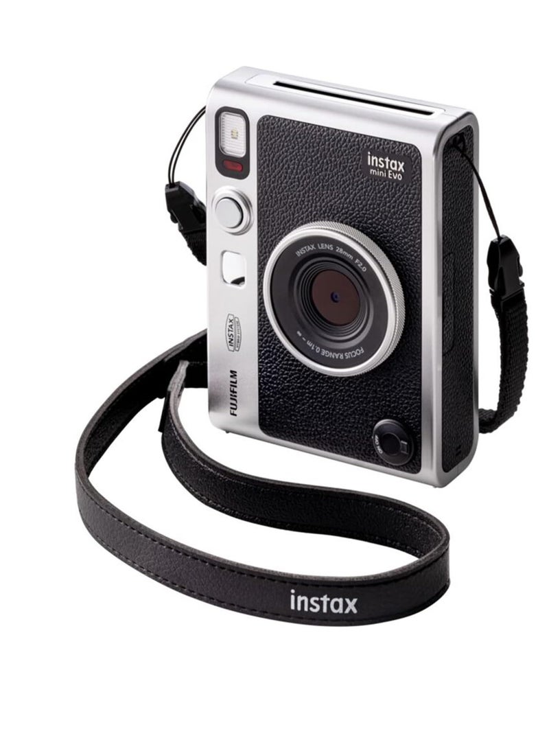 FUJIFILM Instax Mini EVO Hybrid Black Instant Camera Bundle with 2X Mini Twin Pack Instant Film - Image 1