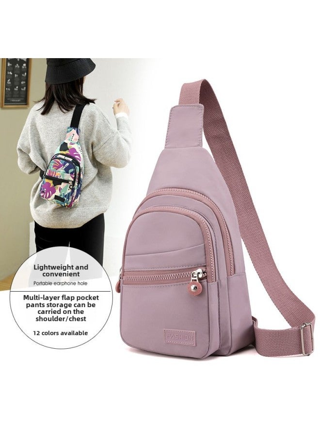 Chest Bag Women's Casual Travel Shoulder Bag Lightweight Nylon Cloth Bag Fashion Korean Style Chest Bag Messenger Bag Backpack-Color:Colorful Open  - Image 2