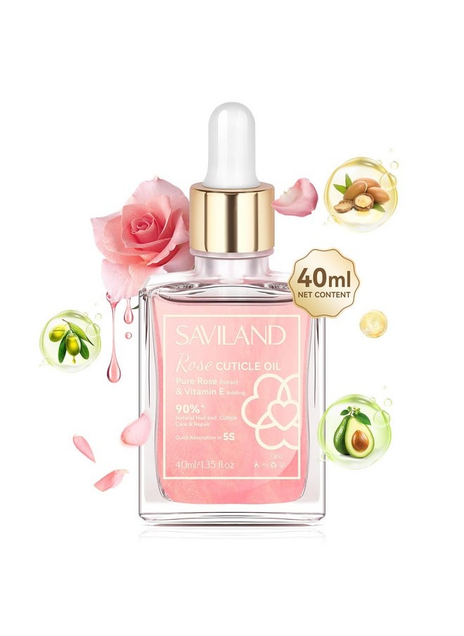 Saviland Cuticle Oil Vitamin E 40Ml Rosehip Nail Growth Oil Jojoba Mineral Nail Oil Plantbased Cuticle Oil For Nail Ultra Nourishing Repair Nail  - Image 1