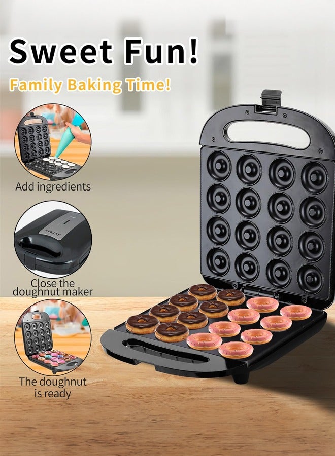 سوكاني ماكينة صنع الدونات، 16 قطعة، لوحة تسخين غير لاصقة بقوة 1200 واط، تسخين مزدوج الجوانب، مثالية لإفطار الأطفال، والوجبات الخفيفة، وصنع المكسرات أو الدونات النباتية، SK-08023 - Image 4