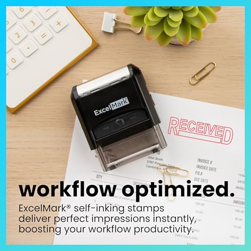 ExcelMark Received - Self-Inking Rubber Stamp - A1539 Red Ink - Image 3