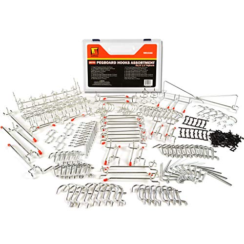 Wellmax 188-Piece Pegboard Hooks & Accessories – Heavy Duty Peg Board Organizer for Garage, Workshop, Kitchen & Crafts | Fits 1/4 & 1/8 Inch Peg Holes – Pegboard Storage Kit - Image 1