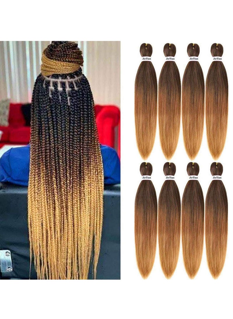 Estelle Braid Stretched Hair Extension Braiding Hair Braid Professional Hair Yaki Synthetic Hair 26 Inch Black Brown 8 Pieces  - Image 1