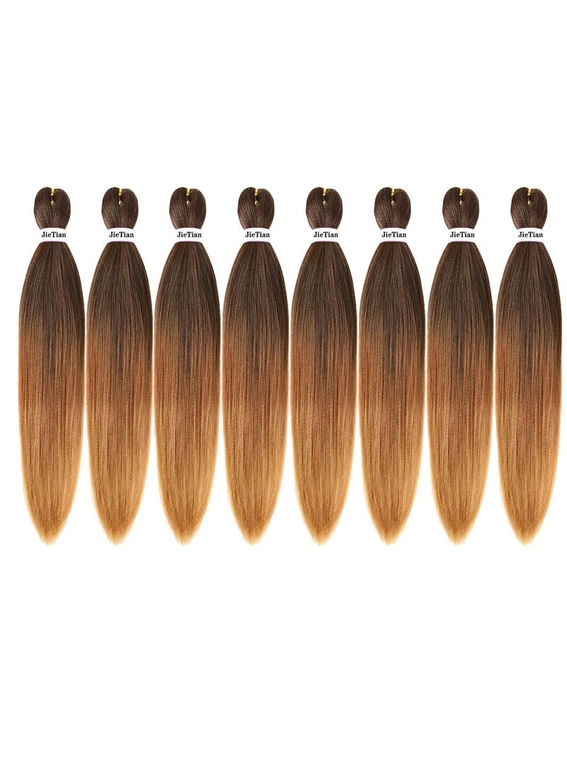 Estelle Braid Stretched Hair Extension Braiding Hair Braid Professional Hair Yaki Synthetic Hair 26 Inch Black Brown 8 Pieces  - Image 2
