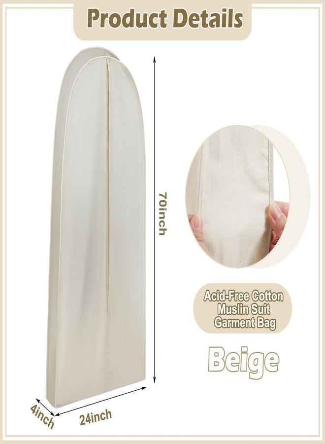 GliCraft 70 Inch Acid Free Cotton Muslin Suit Garment Bag Long Dress Suit Storage Box Closet Organizer for Suits, Coats, Travel Bag - Image 2
