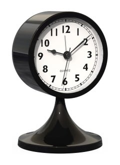 YOUGE Cute Alarm Clock,Small Retro Table Clock Battery Operated,Slient Metal Desk Clock with Light for Living Room Decor,Bedroom,Bedside,Shelf（Black）  - Image 1