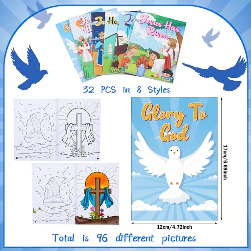 ReliThick 32 Set Easter Coloring Books He Is Risen Bible Jesus Cross Coloring Book with 32 Pcs Stacking Crayons Bulk Holiday Activity Book for Easter Holiday Party Favor Sunday School Classroom Gifts - Image 5