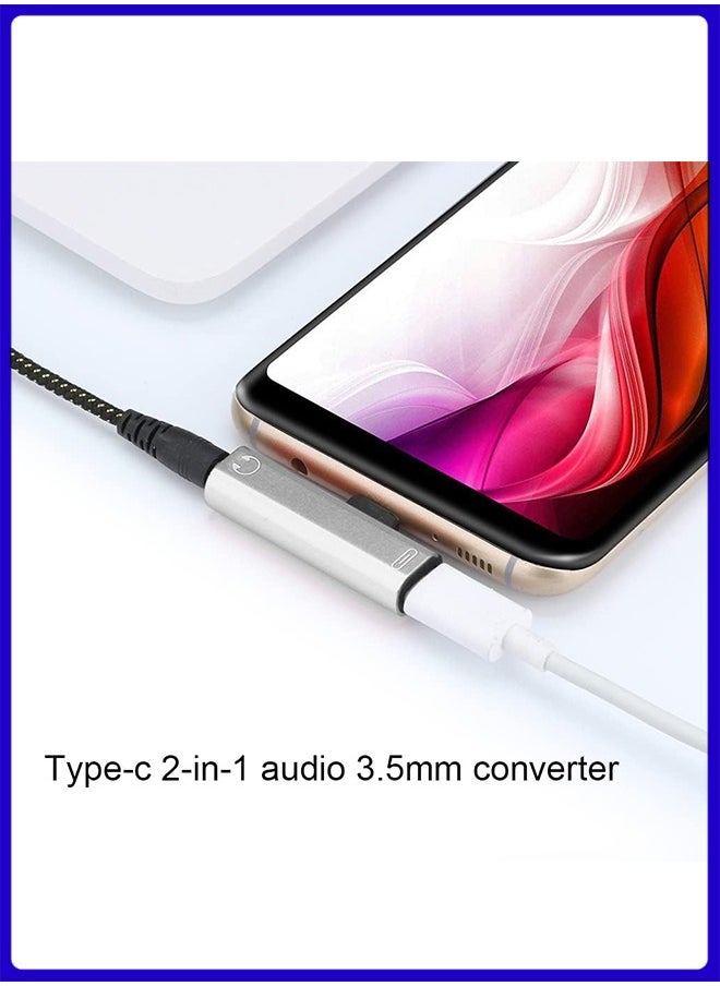 Digipace - USB c to 3.5mm Audio Adapter Jack Headphone Adapter Dongle Dual Adaptor 2 in 1 to Aux Adapter Compatible with Huawei P40 P30 Pro P20 MatePad Pro 5G Note 20 Pixel 6/5/3/4 XL - Image 1