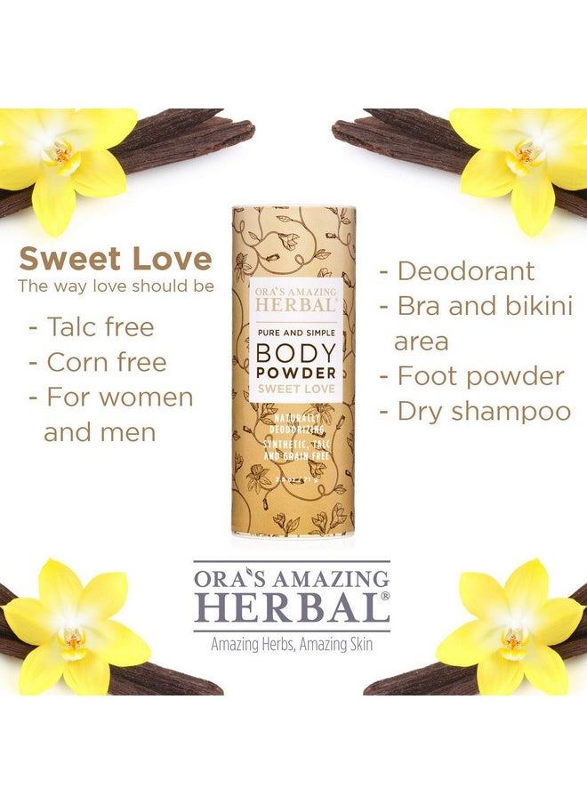Ora's Amazing Herbal - Body Powder For Women, Talc Free Powder, Bath Powder, No Corn, Grain Or Gluten, Sweet Love Scent, Frankincense, Amber, Ylang Ylang, Vanilla, Ora'S Amazing Herbal, 2.5 Oz - Image 1