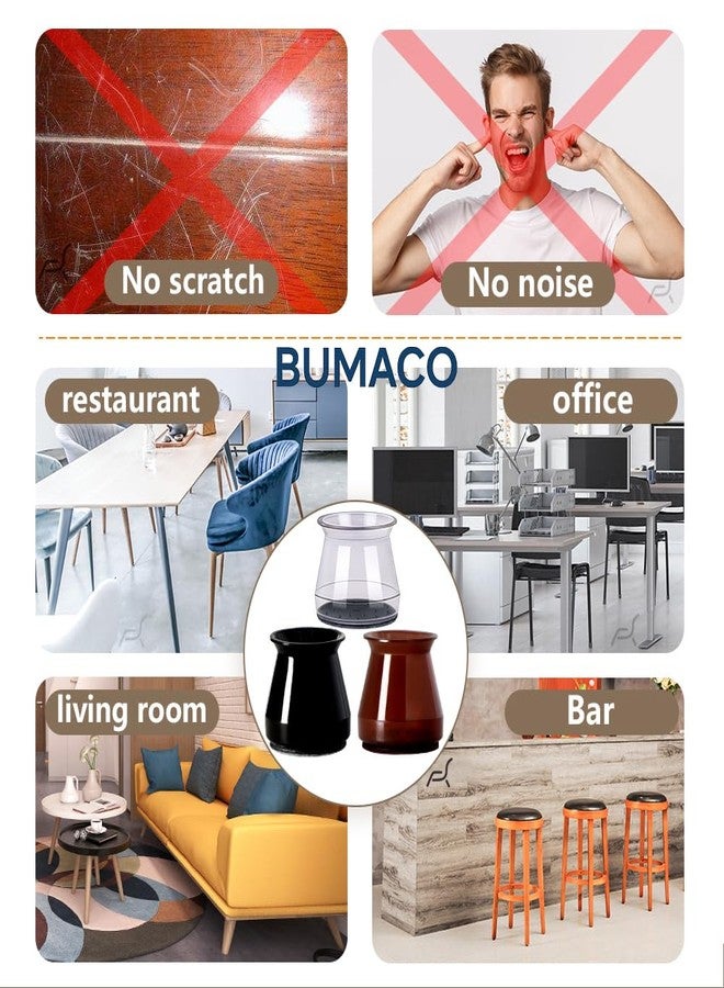 BUMACO Chair Leg Floor Protectors Chair Leg Protectors for Hardwood Floors Silicone Pads Covers to Protect Floors Black-40 Pcs Universal L (1-5/16"~2") - Image 3