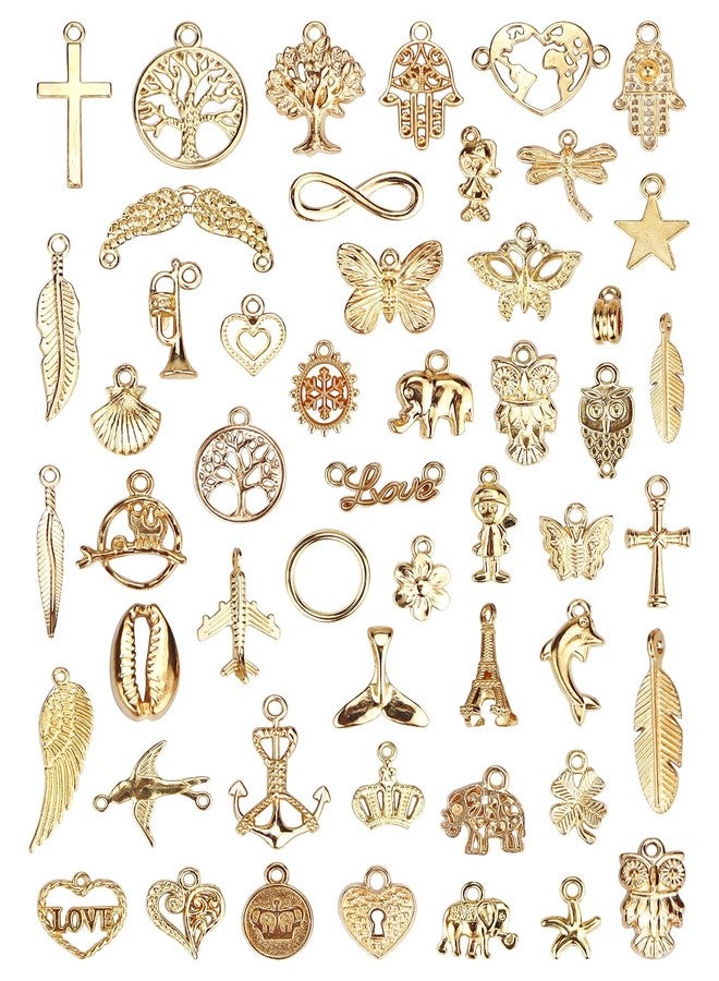 JIALEEY Wholesale Bulk 50PCS Mixed Gold Charms Pendants DIY for Necklace Bracelet Jewelry Making and Crafting - Image 1