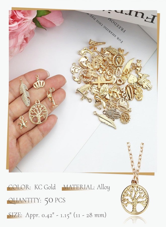 JIALEEY Wholesale Bulk 50PCS Mixed Gold Charms Pendants DIY for Necklace Bracelet Jewelry Making and Crafting - Image 3