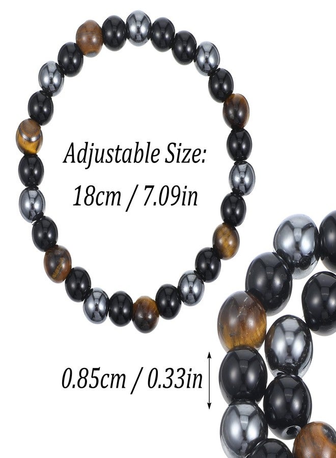 Matwsec 1PCS Protection Beaded Bracelets for Men, Healing Crystal Bracelet Natural Stone Bracelets Anxiety Stress Relief Birthday Valentines Christmas Jewelry Gifts for Men Women - Image 2
