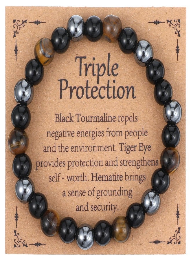 Matwsec 1PCS Protection Beaded Bracelets for Men, Healing Crystal Bracelet Natural Stone Bracelets Anxiety Stress Relief Birthday Valentines Christmas Jewelry Gifts for Men Women - Image 3