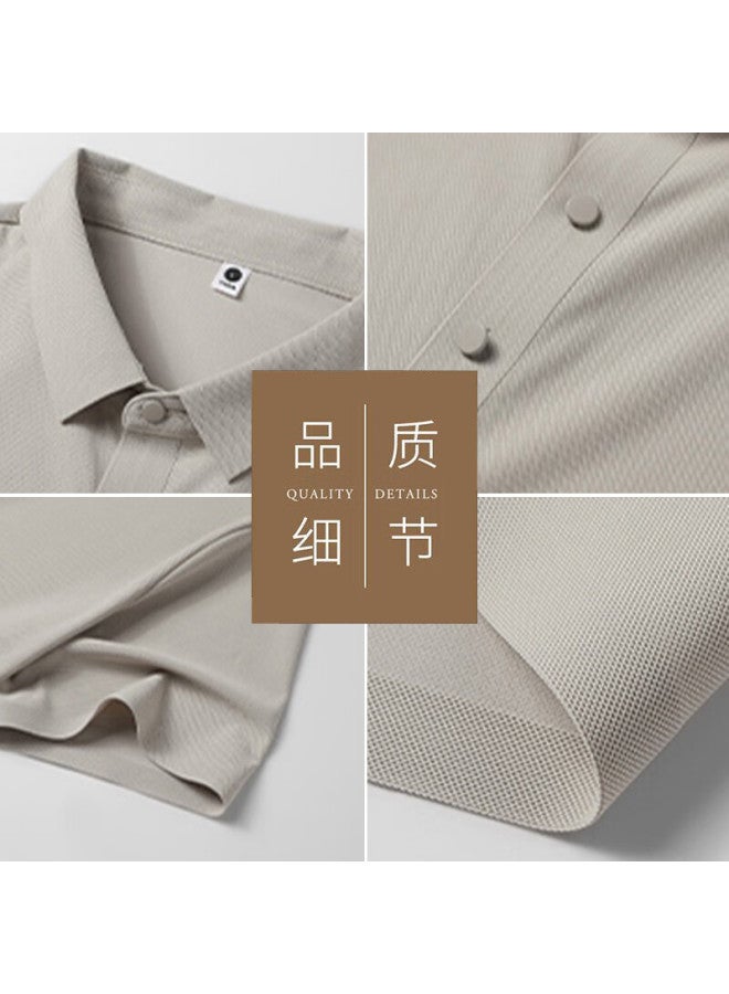 Tucano Men's Short Sleeve T-shirt Sports Suit Ice Silk Seamless Polo Shirt Casual Long Pants Two-piece Set Deep Gray 4XL - Image 1