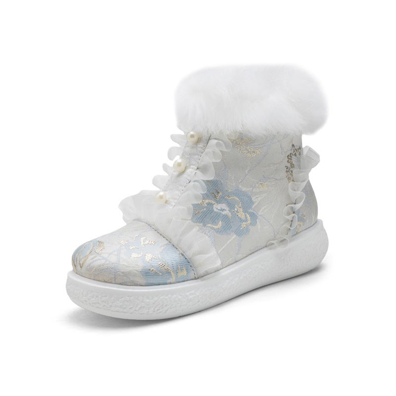 Foreign Single 2024 National Style Lace 33-43 Big Children National Tide Cheongsam Chinese Clothing Lolita Short Boots - Image 1
