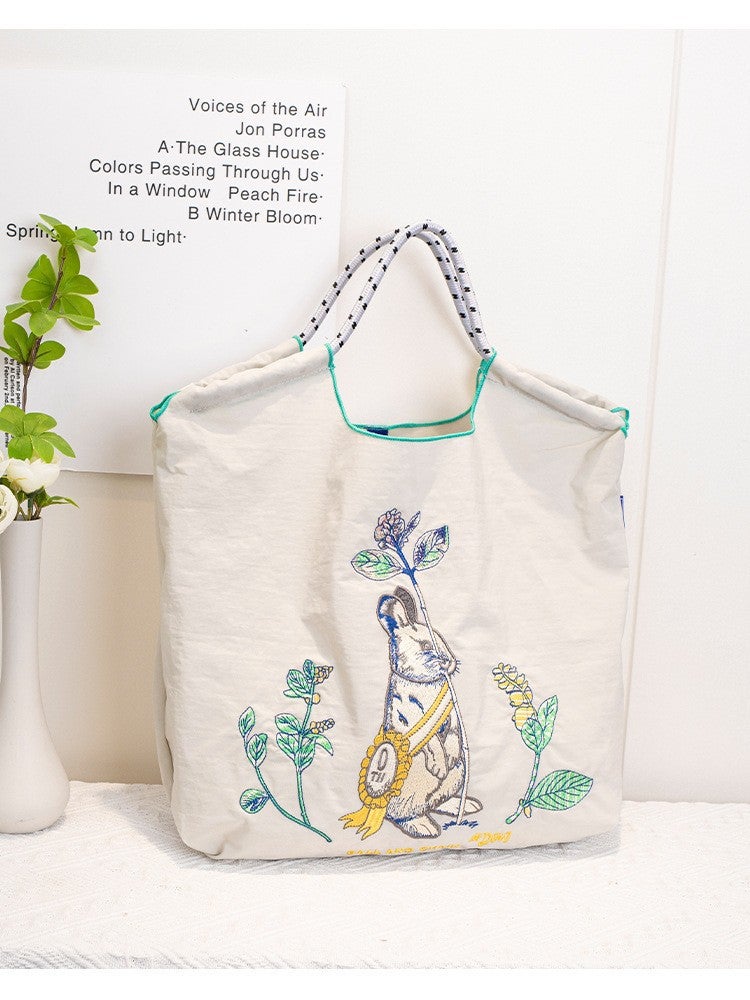 Ball Chain Japanese High Quality Eco-Friendly Shopping Bag Embroidered Hand Canvas Bag Nylon Shopping Bag - Image 2