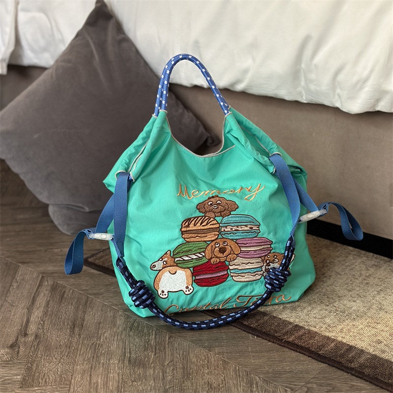Ball Chain Japanese High Quality Eco-Friendly Shopping Bag Embroidered Hand Canvas Bag Nylon Shopping Bag - Image 1