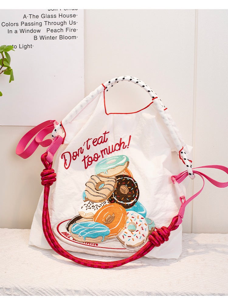 Ball Chain Japanese High Quality Eco-Friendly Shopping Bag Embroidered Hand Canvas Bag Nylon Shopping Bag - Image 5