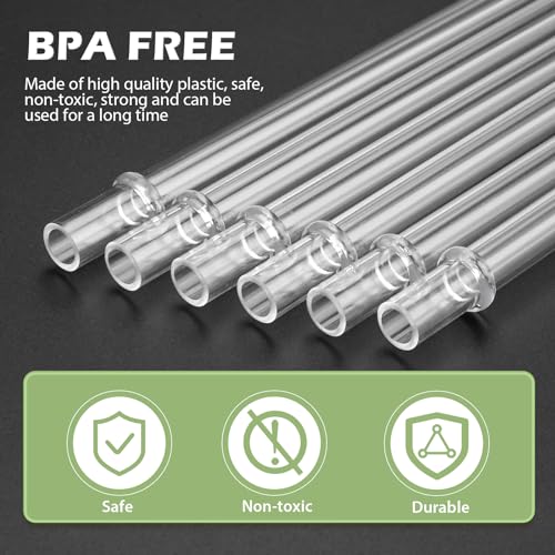 Ullnosoo Straws for YETI, 4 pcs Reusable Tumbler Replacement for YETI Straw Lids, 9 inch Plastic Clear Drinking Straws Set with 2 Cleaning Brushes - Image 2
