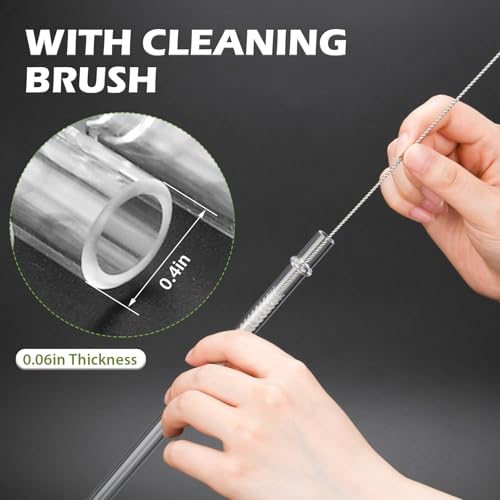 Ullnosoo Straws for YETI, 4 pcs Reusable Tumbler Replacement for YETI Straw Lids, 9 inch Plastic Clear Drinking Straws Set with 2 Cleaning Brushes - Image 4