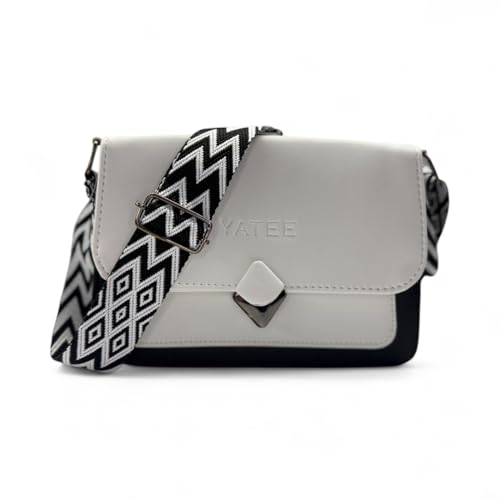 YATEE Stylish Crossbody Sling Bag for women & Girls – Premium PU Leather Shoulder Purse with Adjustable Strap, Black & White Geometric Design, Casual shoulder Bag for Office, Travel & Daily Use. - Image 1