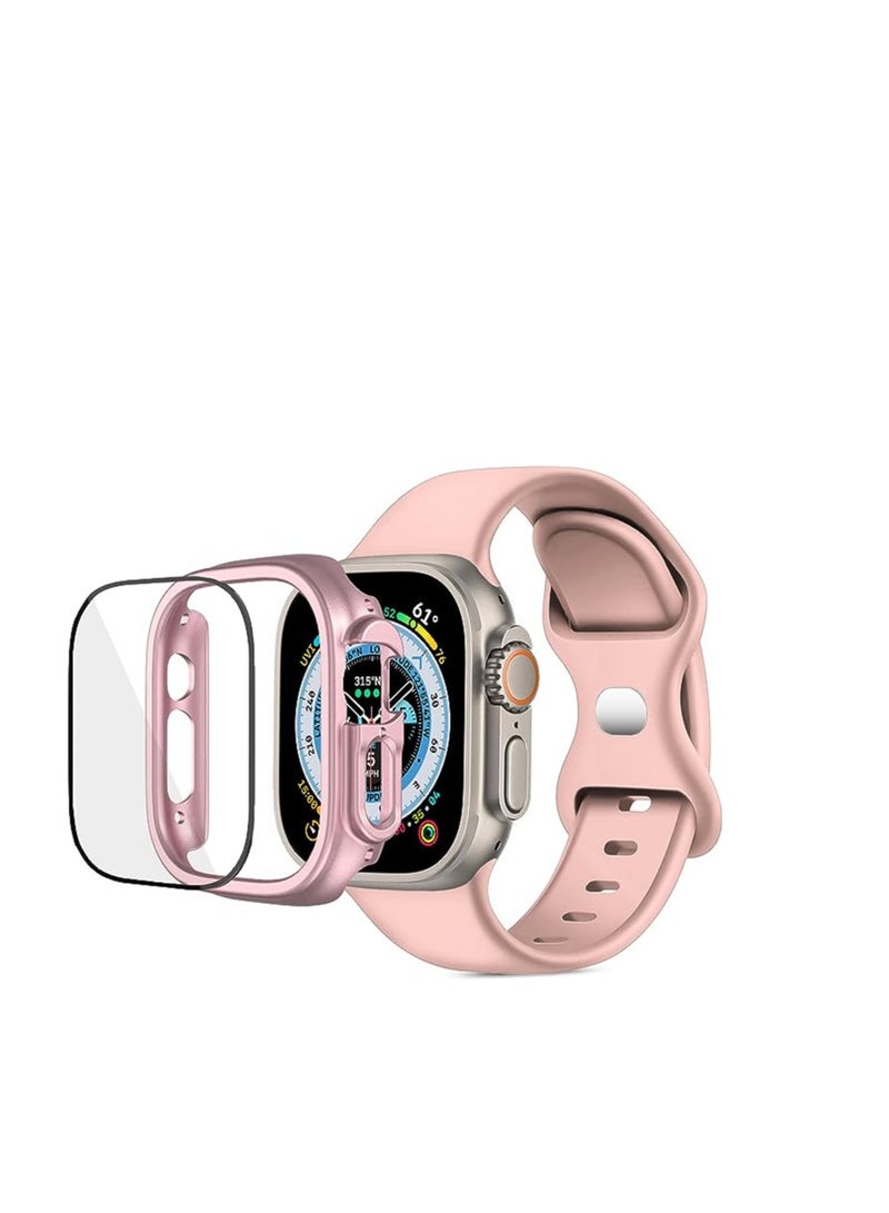 Strap Compatible with Apple Watch Ultra 49mm,Soft Silicone Sport Breathable Wristband Replacement Strap Men Women Strap With Protective Cover Screen Shockproof - Image 1