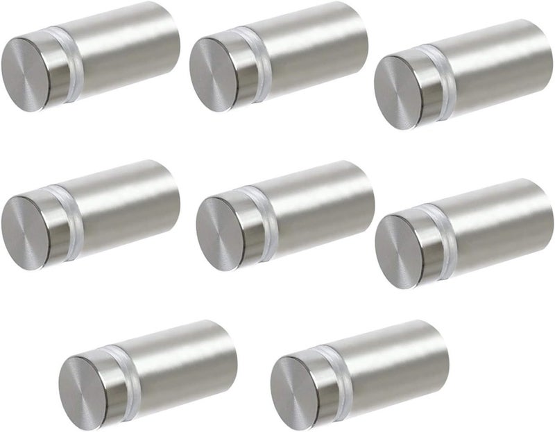 Magicool Hanger Standoff Screws for Wall Mount Acrylic Picture Frame Hardware 1/2" x 1" Aluminum Silver Finish Nails for Acrylic Glass Sign Holder 8 Pcs - Image 1