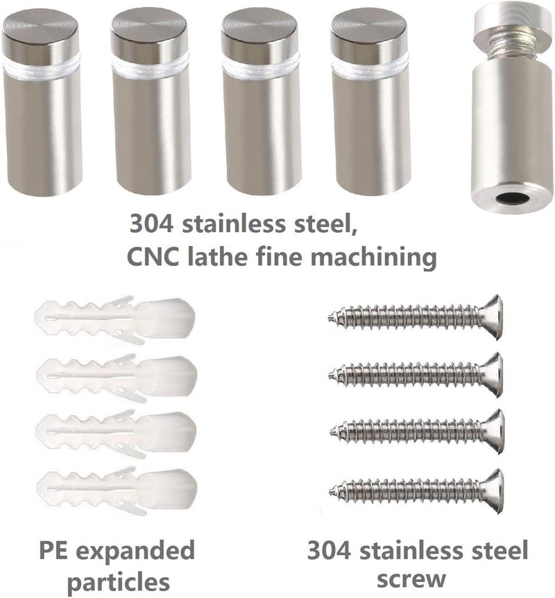 Magicool Hanger Standoff Screws for Wall Mount Acrylic Picture Frame Hardware 1/2" x 1" Aluminum Silver Finish Nails for Acrylic Glass Sign Holder 8 Pcs - Image 5