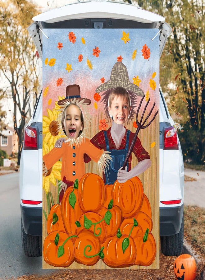 DreiPanda Trunk or Treat Decorations Kit for SUV Fall Party Backdrop Thanksgiving Photography Background Pumpkin Patch Large Scarecrow Photo Props Background Harvest Decor Autumn Festival Supplies, 3.5x5Ft - Image 2