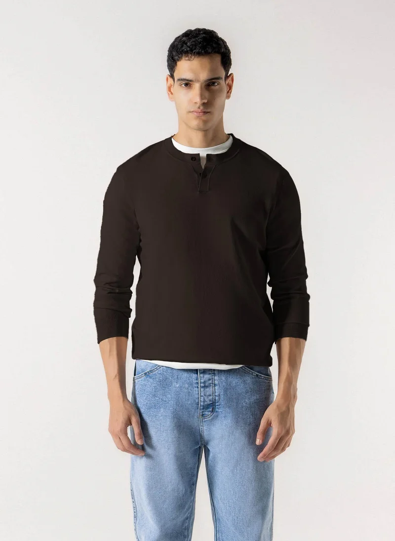 Shapes FINE KNIT HENLEY SWEATER