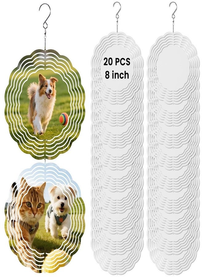 AceSubli 20 Pcs Sublimation Wind Spinner Blanks 8 Inch Double Sided 3D Metal Wind Spinners Aluminum Sublimation Blanks Bulk Products for DIY Gifts Indoor Outdoor Decor, Individually Packaged - Image 1