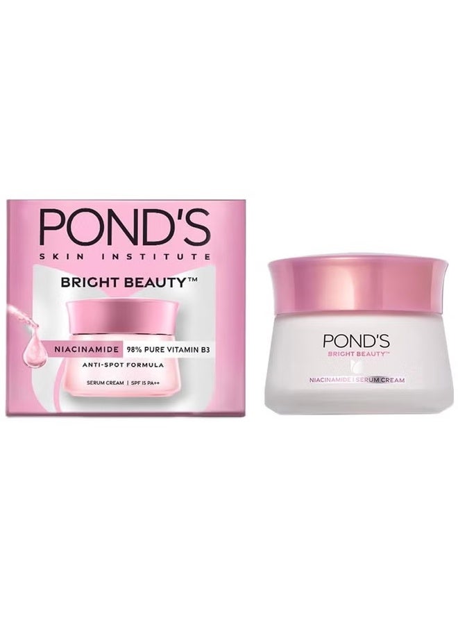 Pond's Bright Beauty Anti-Spot Serum Cream with Niacinamide and SPF 15 PA++, Fades Dark Spots and Reveals Bright Skin, 45g - Image 1