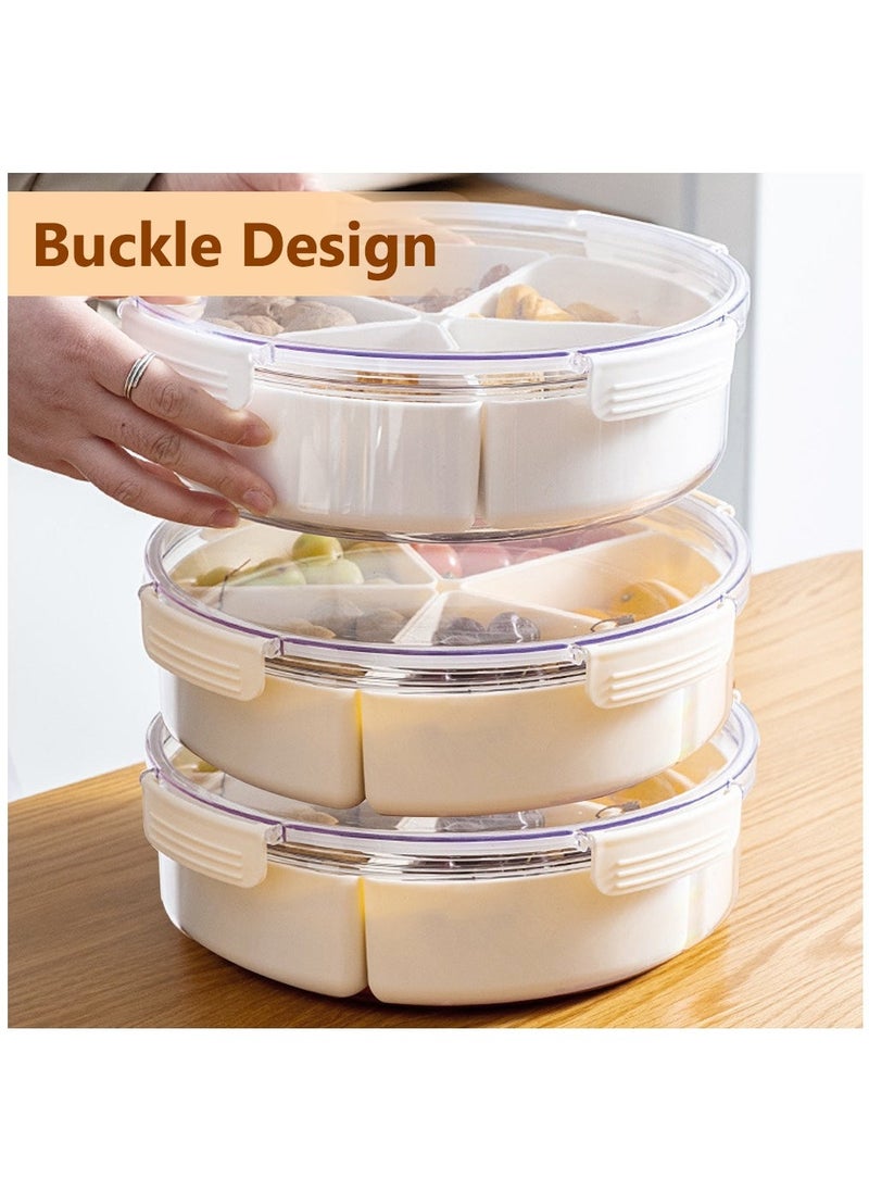 Arabest Divided Serving Tray, Plastic Food Storage Containers with Lids, 5 Compartments Snack Tray Serving Platter for Biscuits, Fruit, Veggie White 8.5x28.5 cm  - Image 4
