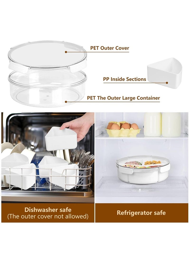 Arabest Divided Serving Tray, Plastic Food Storage Containers with Lids, 5 Compartments Snack Tray Serving Platter for Biscuits, Fruit, Veggie White 8.5x28.5 cm  - Image 3