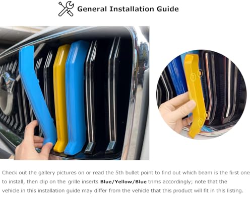 iJDMTOY Exact Fit Sweden Flag Color Grille Decoration Insert Trims Compatible With Volvo 20182021 PreLCI XC60 Vertical Front Grill Color BlueYellowBlue - Image 3